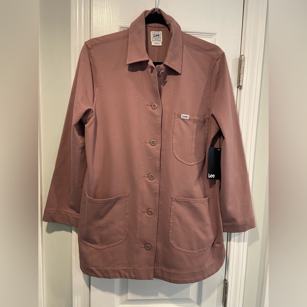 NWT Lee Layers Size XS Mauve Long Sleeve Button Front Collared Shacket Shirt